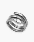 Atlas coiled snake ring in polished titanium steel [c:silver]
