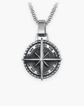 Atlas compass pendant necklace in silver titanium steel [c:silver]