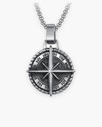 Atlas compass pendant necklace in silver titanium steel [c:silver]