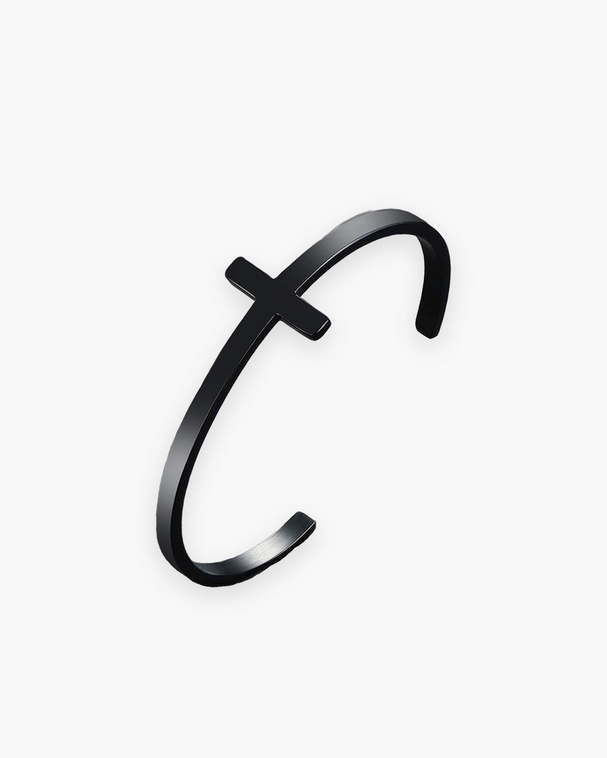 Atlas cross cuff bracelet in black stainless steel [c:black]