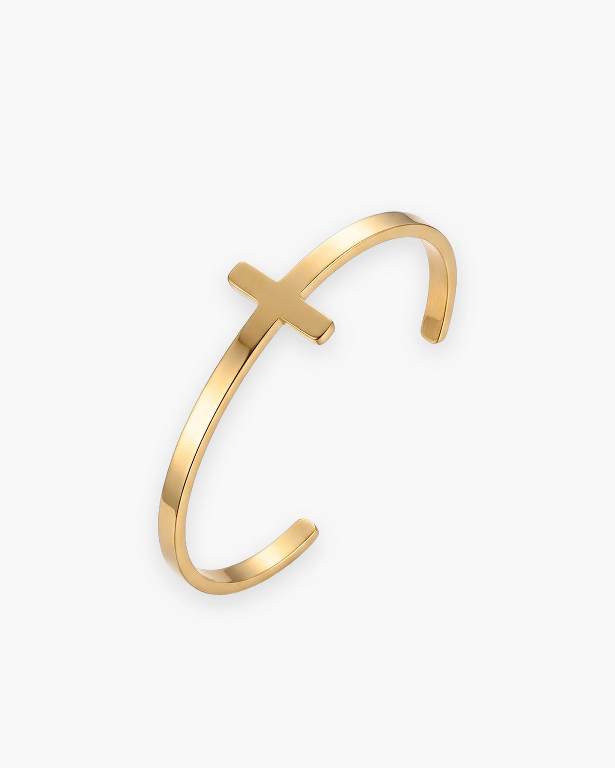Atlas cross cuff bracelet in gold-tone stainless steel [c:gold]