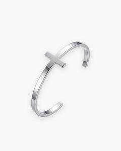 Men's Cross Cuff Bracelet in Stainless Steel