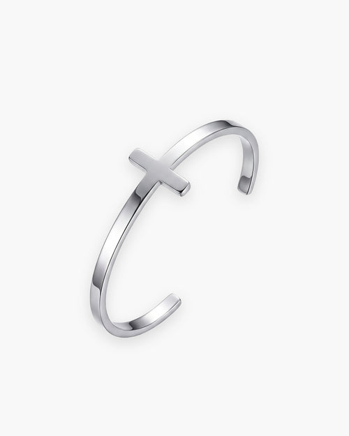 Men's Cross Cuff Bracelet in Stainless Steel