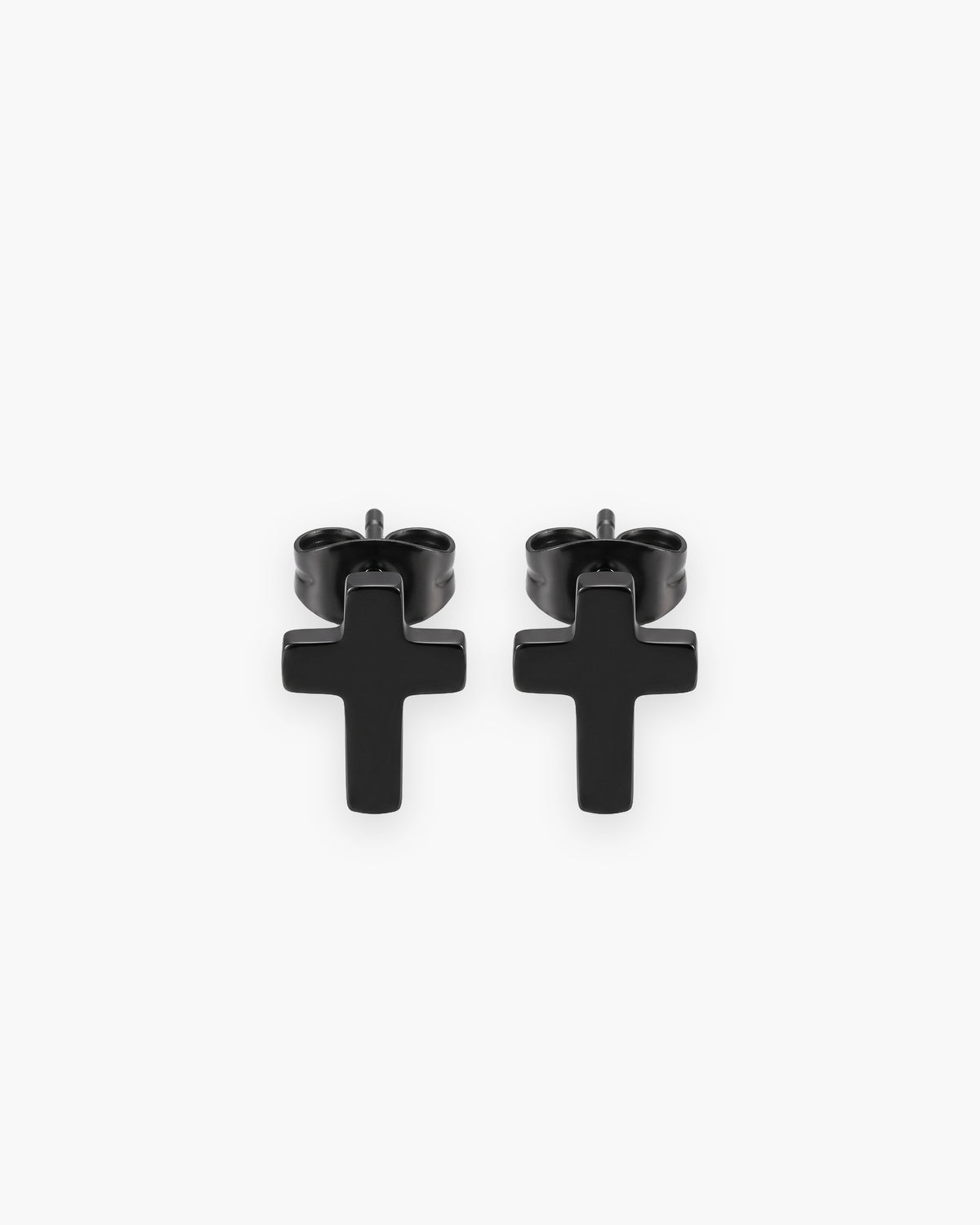 Atlas cross stud earrings in black stainless steel [c:black]