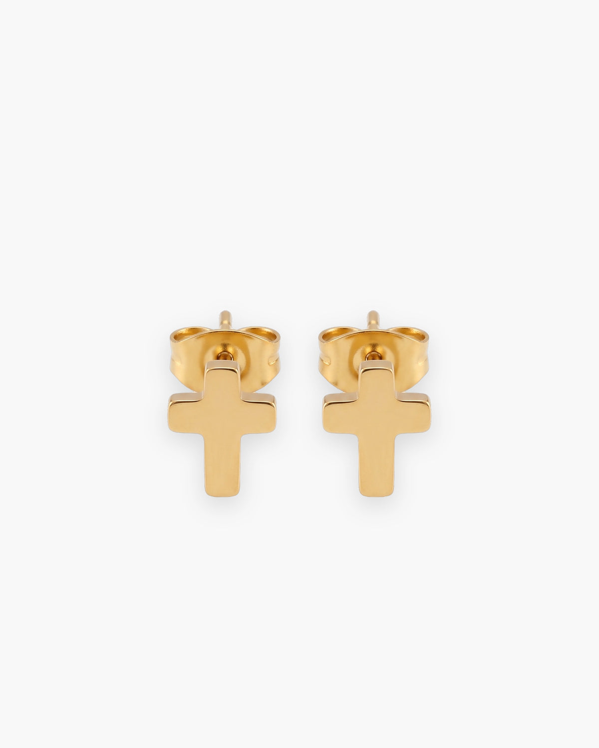 Atlas cross stud earrings in gold-tone stainless steel [c:gold]