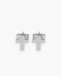 Atlas cross stud earrings in silver-tone stainless steel [c:silver]