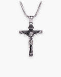 Atlas crucifix pendant necklace in polished stainless steel [c:silver]