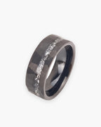 Atlas crushed metal inlay ring in black tungsten carbide [c:black]