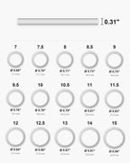 Atlas ring sizes 7 to 15 with inner diameters and the 0.31 inch band width [u:in]