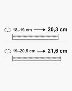 Atlas bracelet lengths for each wrist size, in centimeters [u:mm]