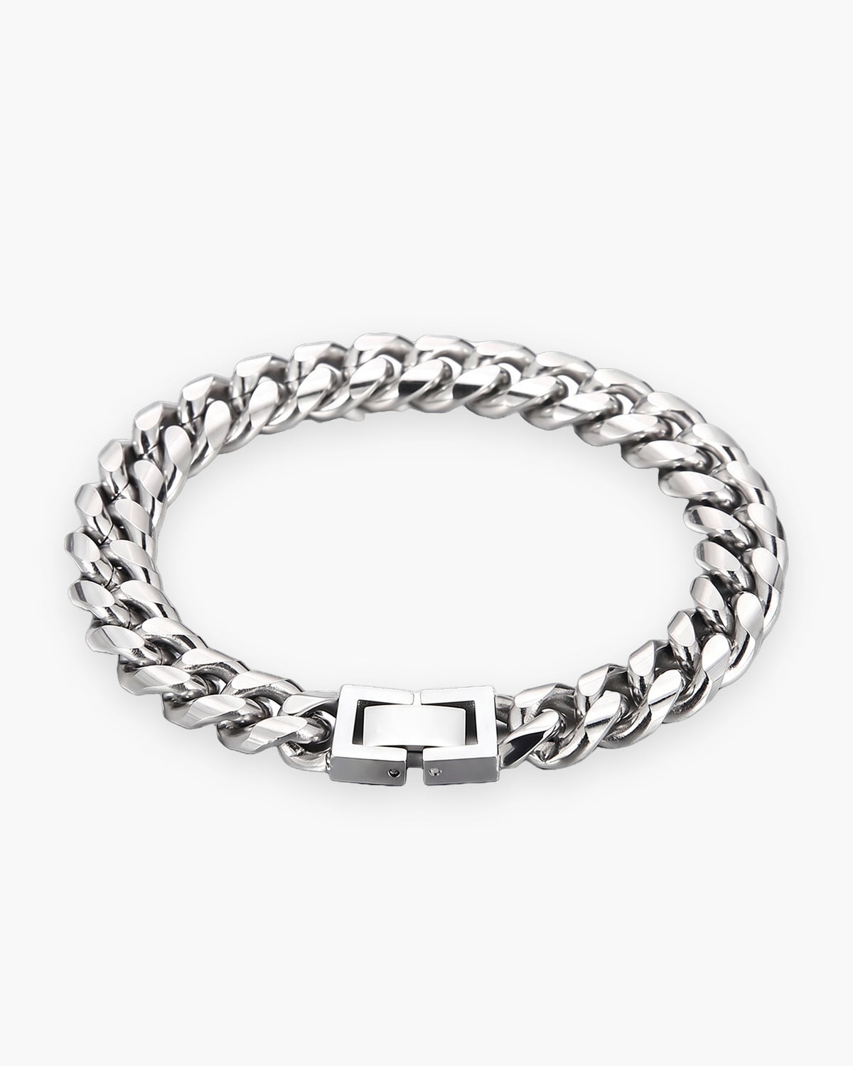 Atlas double Cuban bracelet in polished titanium steel [c:double]