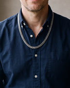 Close-up of the silver Atlas Cuban Chain worn at true size