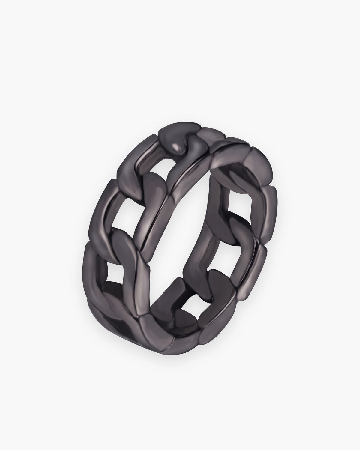 Atlas Cuban Chain Ring in black [c:black]