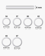 Atlas Cuban Chain Ring ring sizes with inner diameters 17.3 to 21.4 mm and the 8 mm band [u:mm]