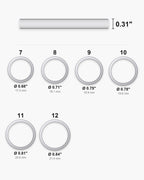 Atlas Cuban Chain Ring ring sizes 7 to 12 with inner diameters 0.68 to 0.84 inch [u:in]