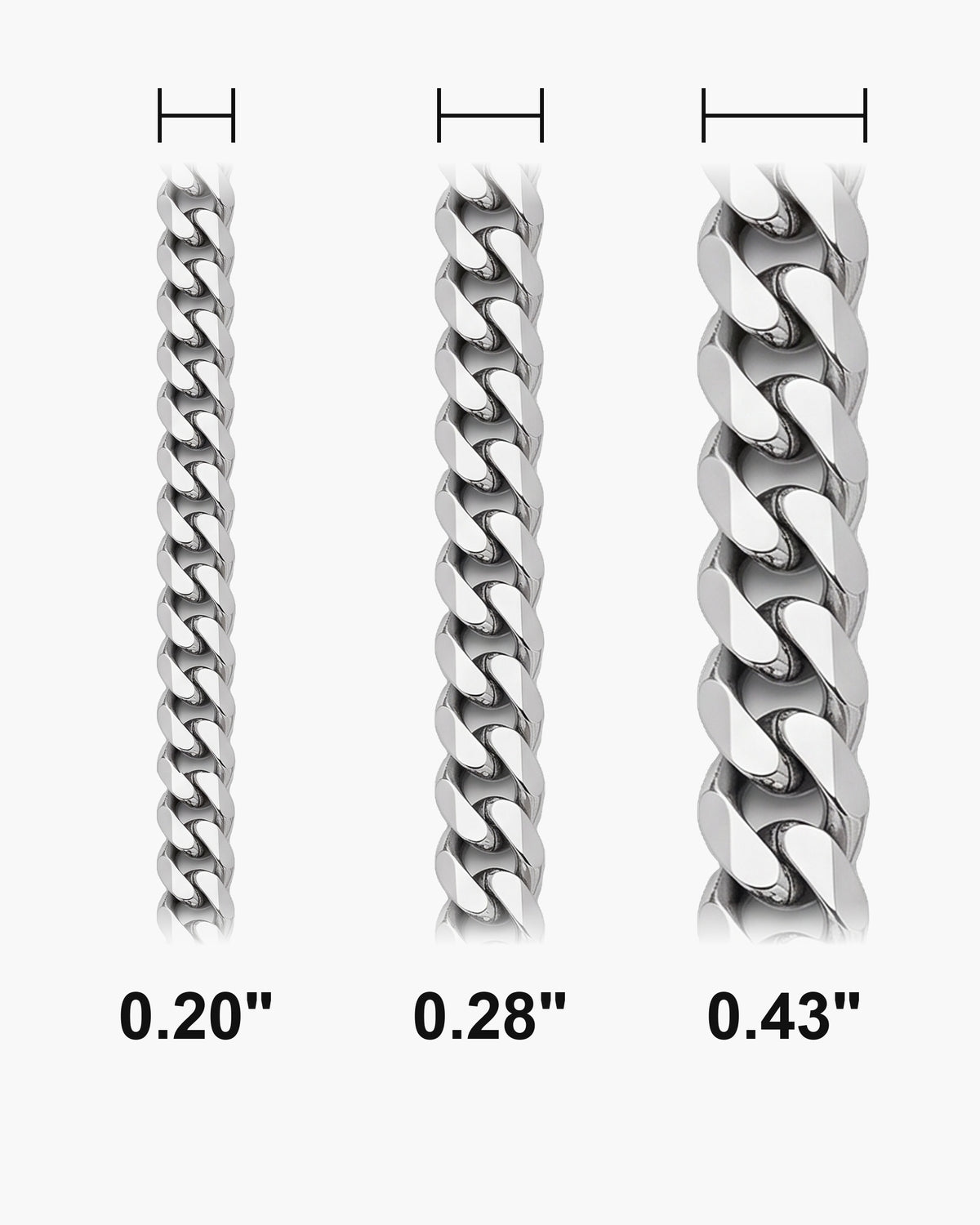 Atlas chain widths at true scale [u:in]