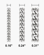 Atlas Cuban Chain widths 0.16 to 0.31 inch shown at true scale [u:in]