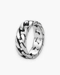 Atlas Cuban link band ring in silver-tone stainless steel [c:silver]