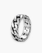 Atlas Cuban link band ring in silver-tone stainless steel [c:silver]