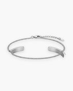 Atlas cuff and chain bracelet set in silver-tone stainless steel [c:silver]