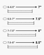 Atlas bracelet lengths for each wrist size, in inches [u:in]