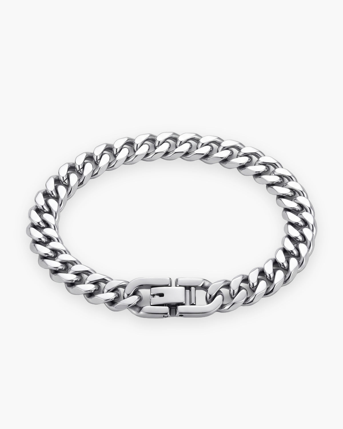 Atlas curb link bracelet in silver-tone titanium steel [c:silver]