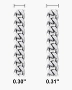 Atlas curb bracelet widths 0.30 and 0.31 inch at true scale [u:in]