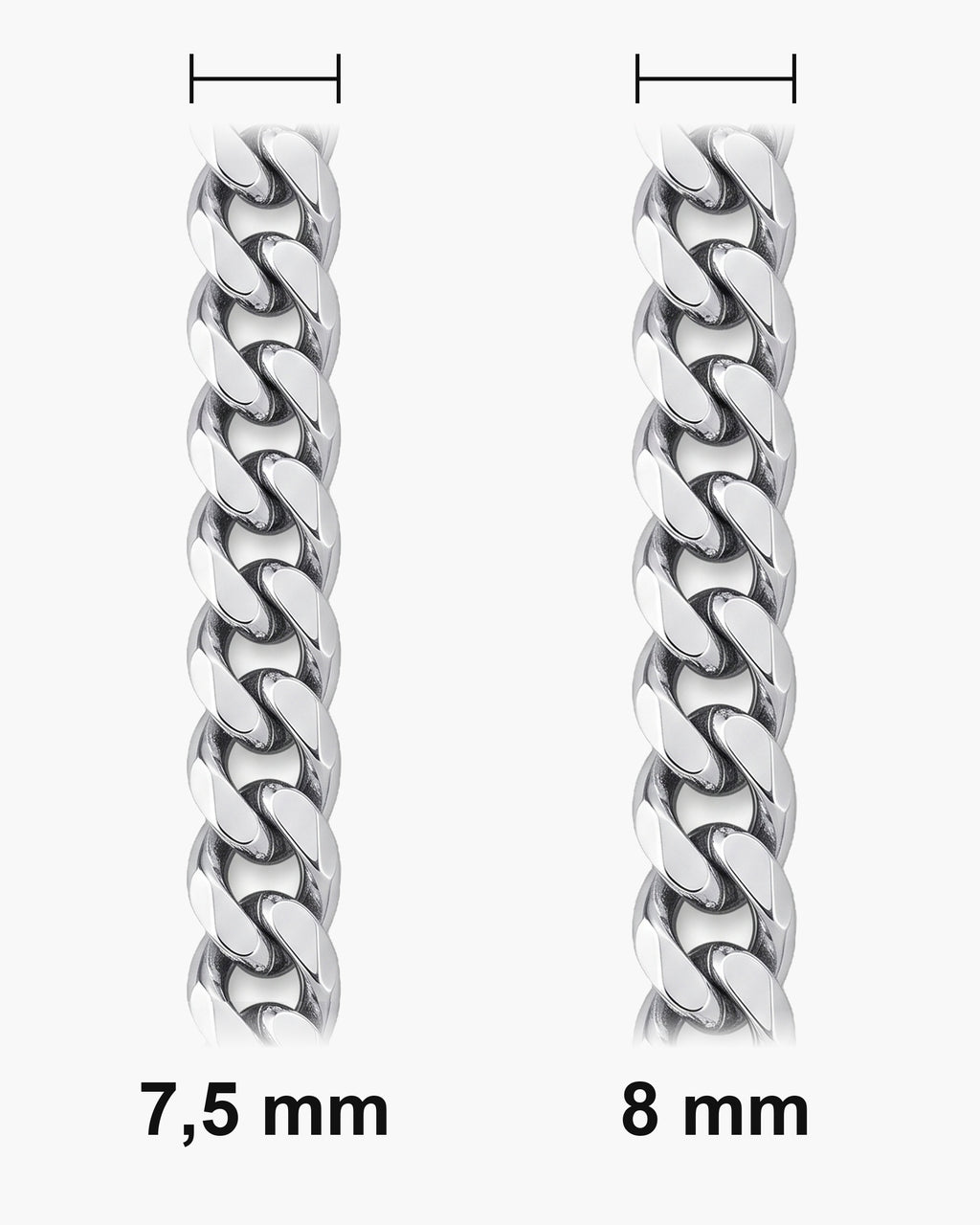 Atlas curb bracelet widths 7.5 and 8 mm at true scale [u:mm]