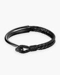 Atlas curved hook bracelet in braided black leather with black steel hook [c:black]