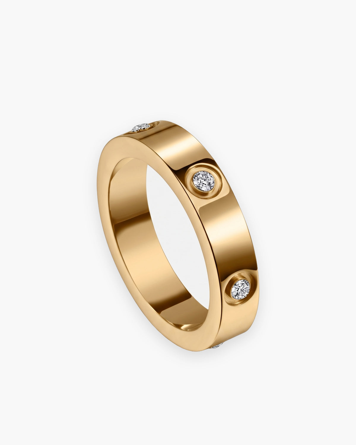 Atlas cubic zirconia band ring in gold-tone stainless steel [c:gold]