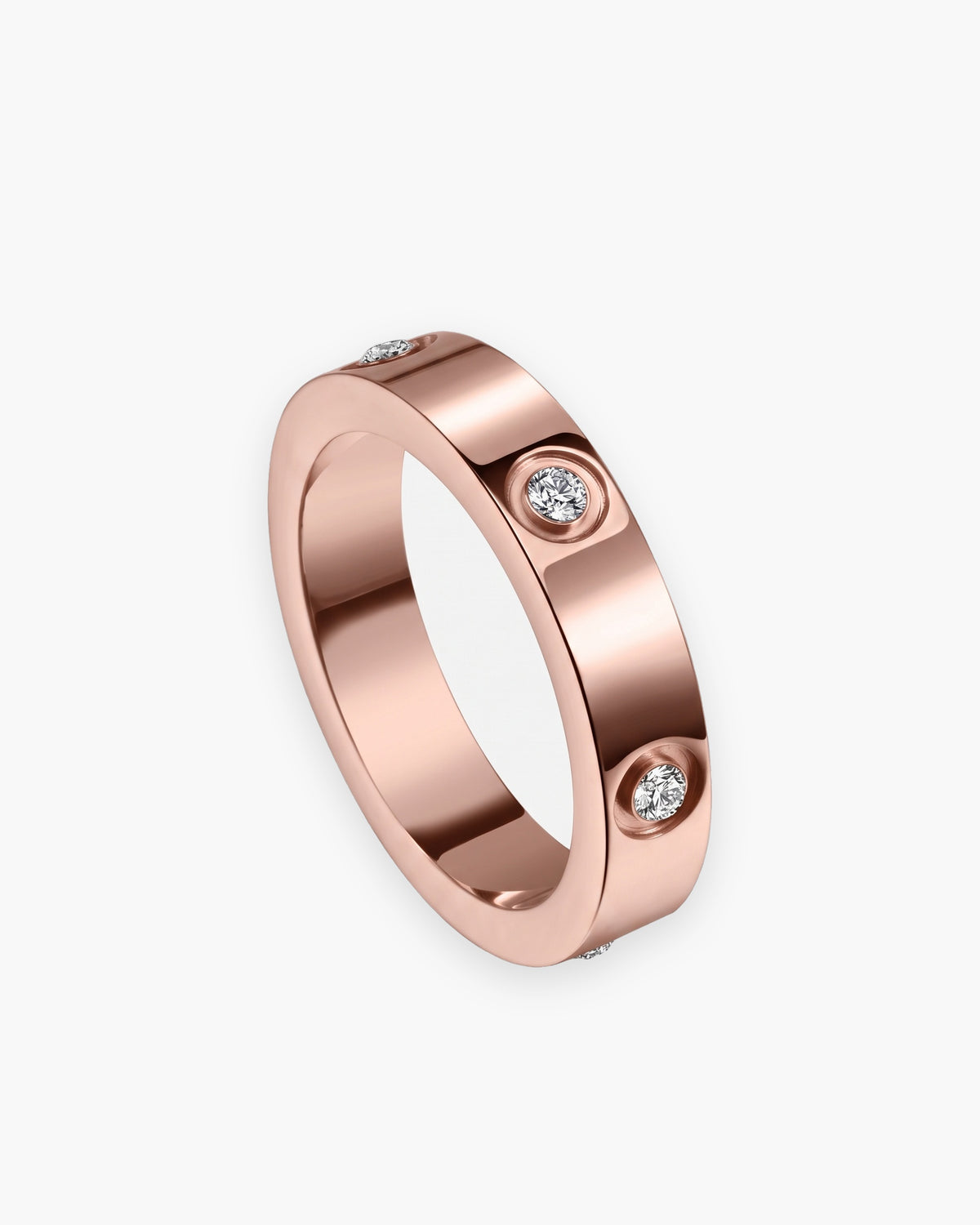 Atlas cubic zirconia band ring in rose gold-tone stainless steel [c:rosegold]