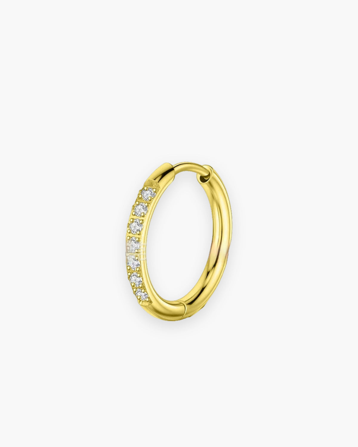Atlas cubic zirconia channel hoop earring, sold single, in gold-tone stainless steel [c:gold]