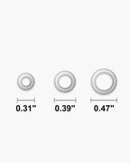 Atlas CZ channel hoop earring sizes side by side at true scale, in inches: 0.31 to 0.47 inch across [u:in]