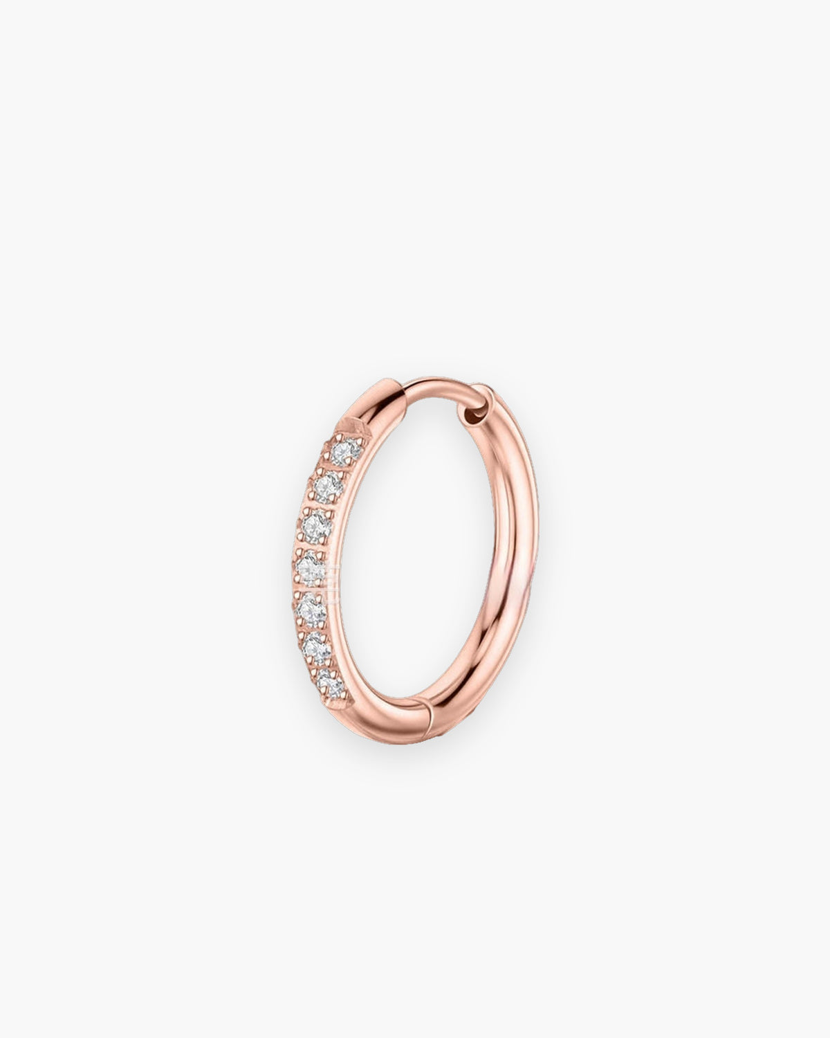 Atlas cubic zirconia channel hoop earring, sold single, in rose gold-tone stainless steel [c:rosegold]