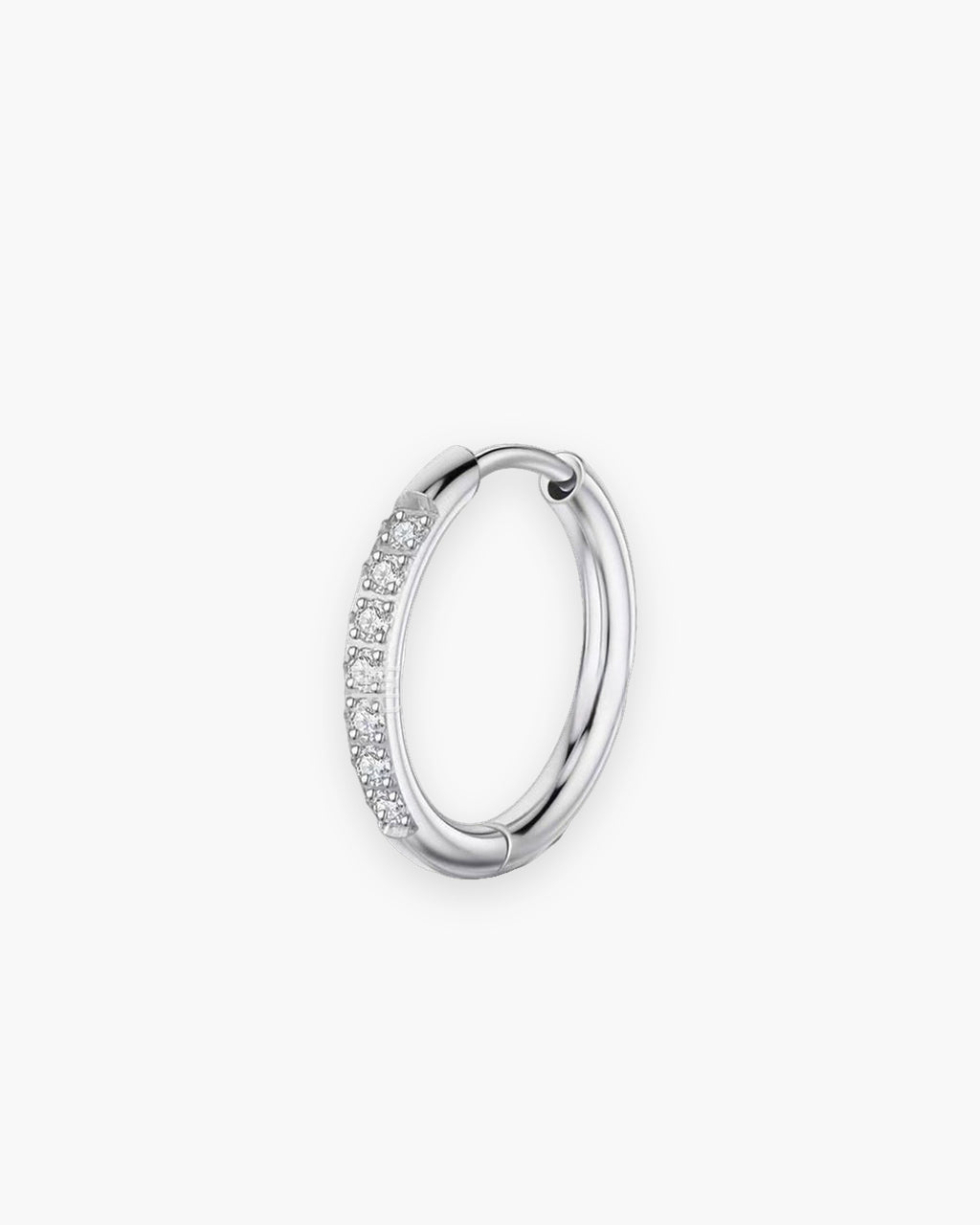 Atlas cubic zirconia channel hoop earring, sold single, in silver stainless steel [c:silver]