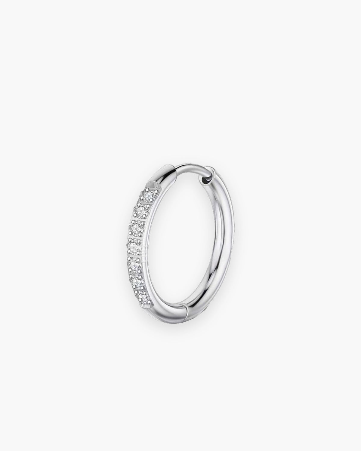 Atlas cubic zirconia channel hoop earring, sold single, in silver stainless steel [c:silver]