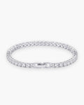 Atlas CZ tennis bracelet in silver stainless steel with clear round stones and box clasp [c:silver]