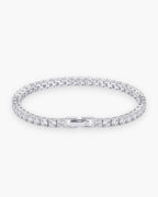 Atlas CZ tennis bracelet in silver stainless steel with clear round stones and box clasp [c:silver]