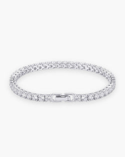 Atlas CZ tennis bracelet in silver stainless steel with clear round stones and box clasp [c:silver]