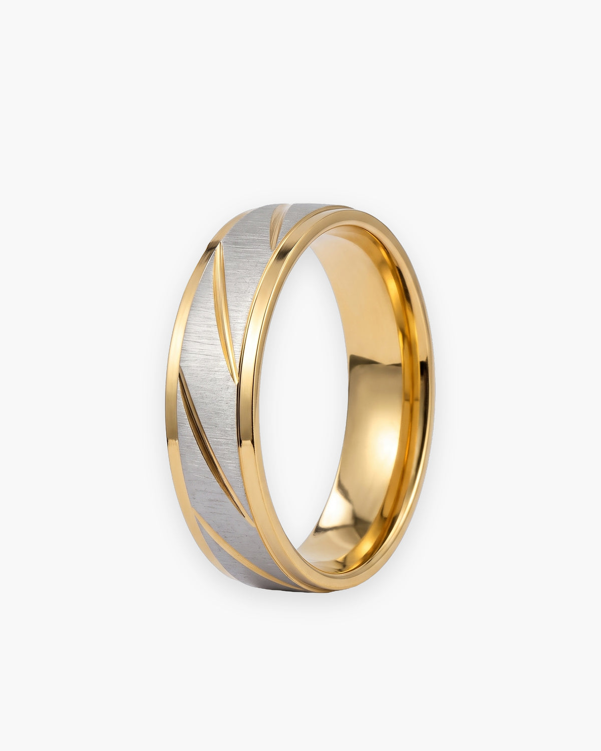 Atlas diagonal cut geometric ring in gold-tone stainless steel [c:gold]