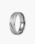 Atlas diagonal cut geometric ring in silver-tone stainless steel [c:silver]