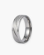 Atlas diagonal cut geometric ring in silver-tone stainless steel [c:silver]