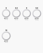 Atlas ring sizes 8 to 10 with inner diameters 0.71 to 0.78 inch [u:in]