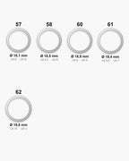 Atlas ring sizes 57 to 62 with inner diameters 18.1 to 19.8 mm [u:mm]