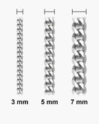 Atlas Diamond-Cut Cuban Bracelet widths 3 to 7 mm shown at true scale [u:mm]