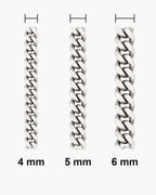 Atlas Diamond-Cut Cuban Chain widths 4 to 6 mm shown at true scale [u:mm]