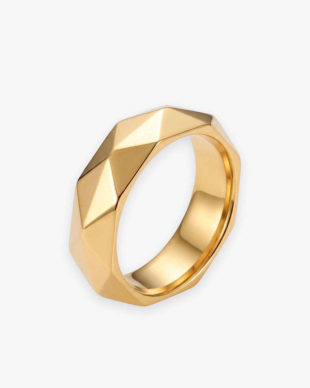 Atlas diamond cut faceted ring in gold-tone stainless steel [c:gold]