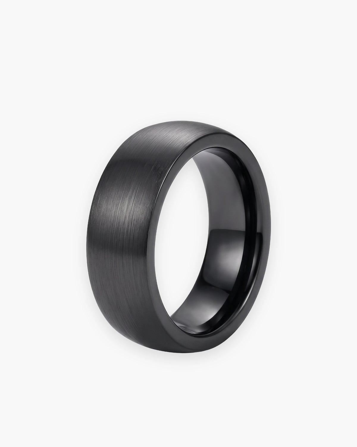 Atlas domed brushed tungsten ring in black tungsten carbide [c:black]