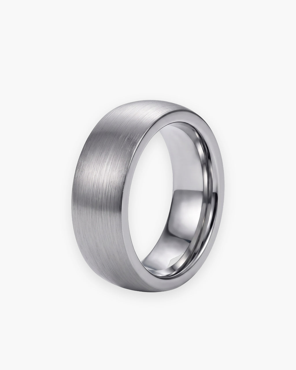 Atlas domed brushed tungsten ring in silver-tone tungsten carbide [c:silver]