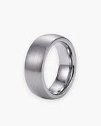 Atlas domed brushed tungsten ring in silver-tone tungsten carbide [c:silver]